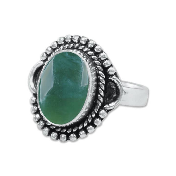 Handmade Jewels - Wholesale Cocktail/Statement Ring - Nephrite Jade Rings – Handmade, Silver-Plated, Bohemian (Made To Order)17