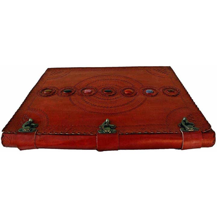 Tuzech Leather - Wholesale Journal/Diary - Seven Chakra Leather Journal – Handmade Embossed Diary 13"26