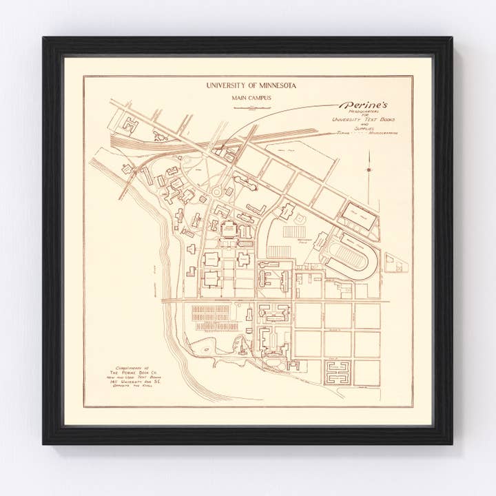 University of Minnesota Map 1936 for wholesale by Ted's Vintage Art