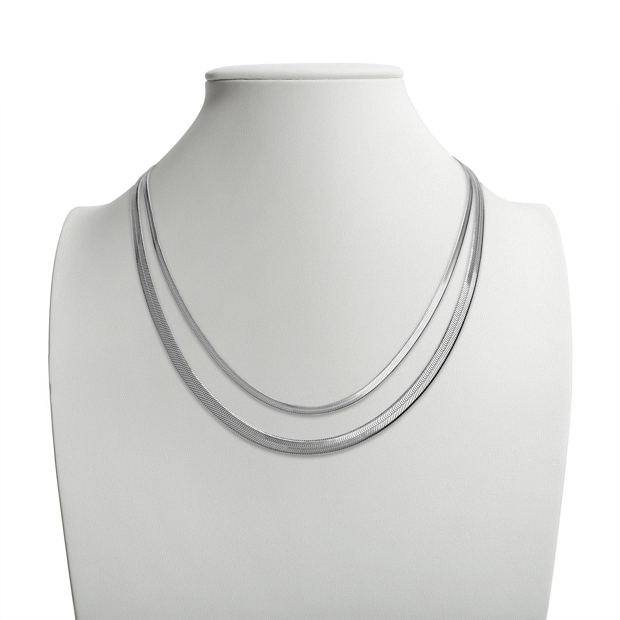 WJW - Wholesale Link & Chain Necklace - Stainless Steel Herringbone Chain Necklace10