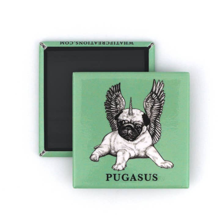 Whatif Creations – wholesale Magnet – Pugasus 2" Fridge Magnet