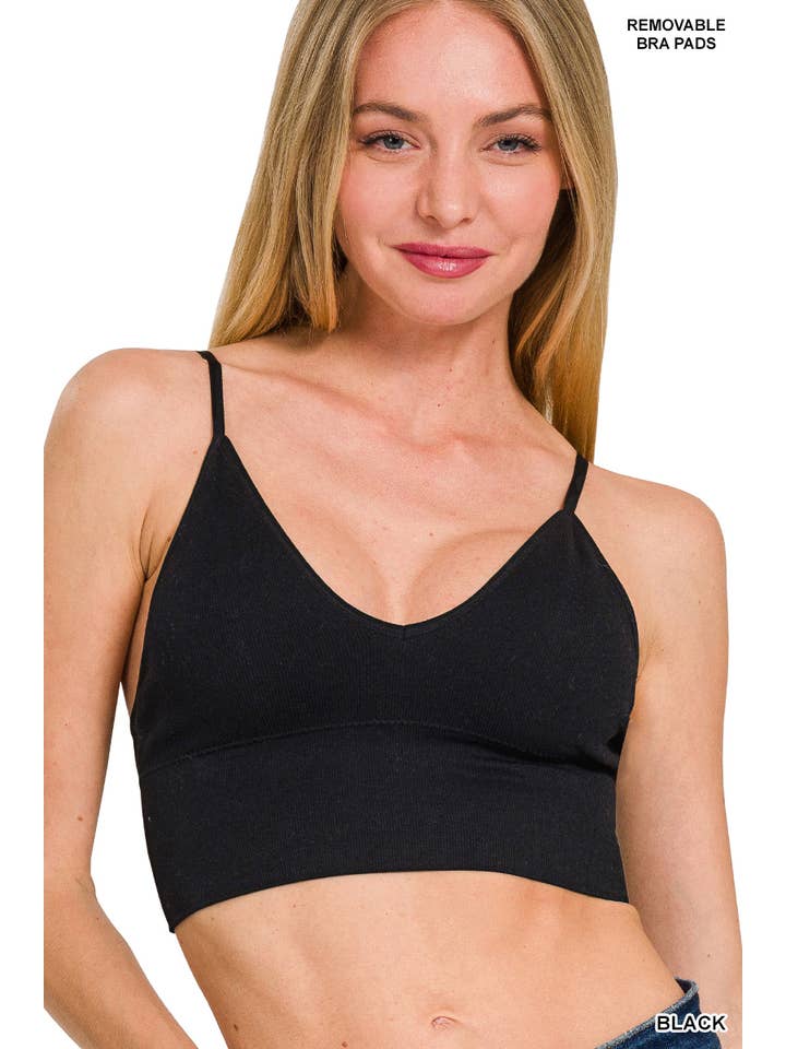 42POPS - Wholesale Bralette - Women's - .SI-26457 Ribbed Seamless Padded Bra Top2