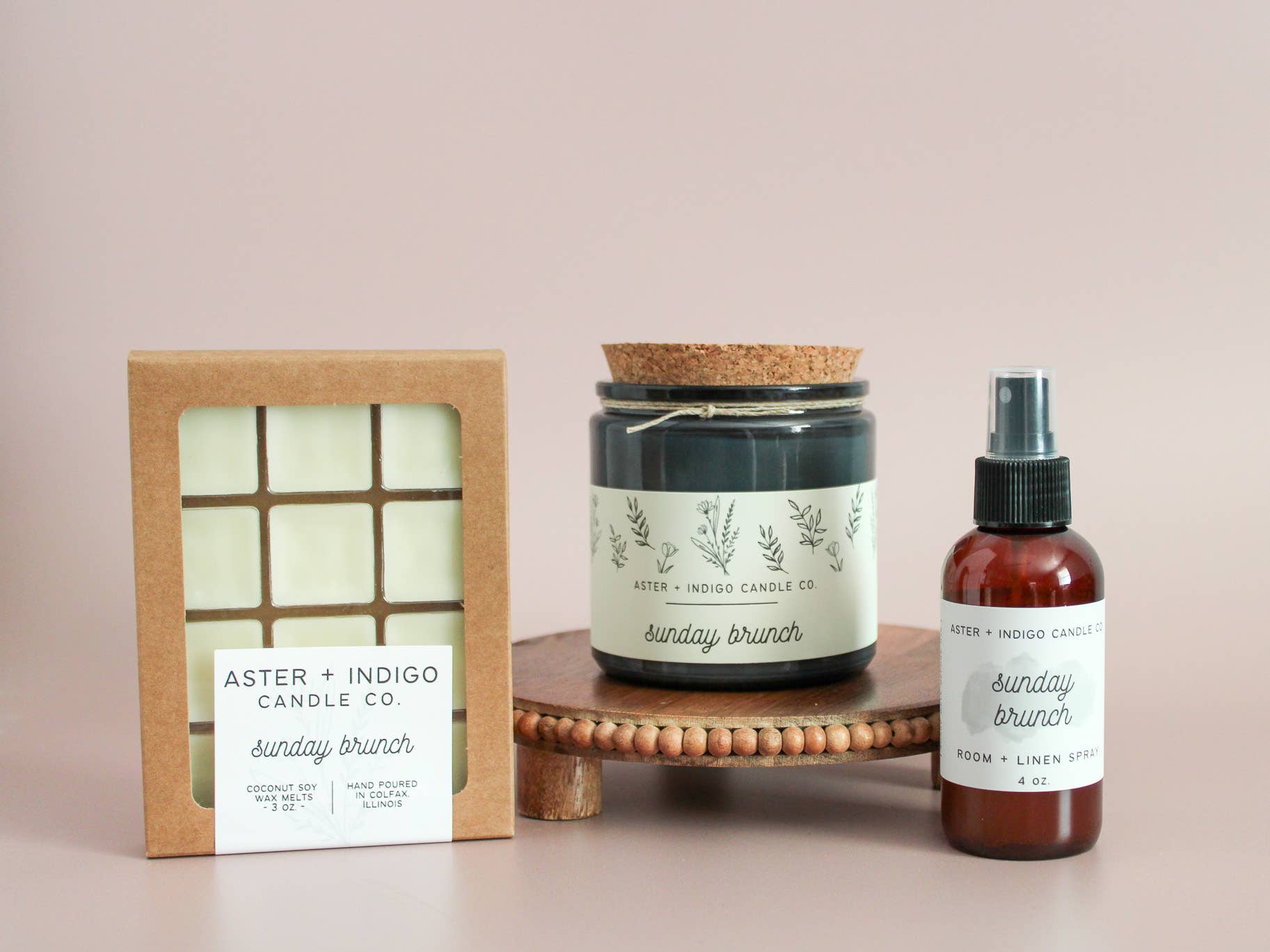 Aster + Indigo Candle Co. - Vente Bougie en bocal - Brunch du dimanche | Soy Candle1