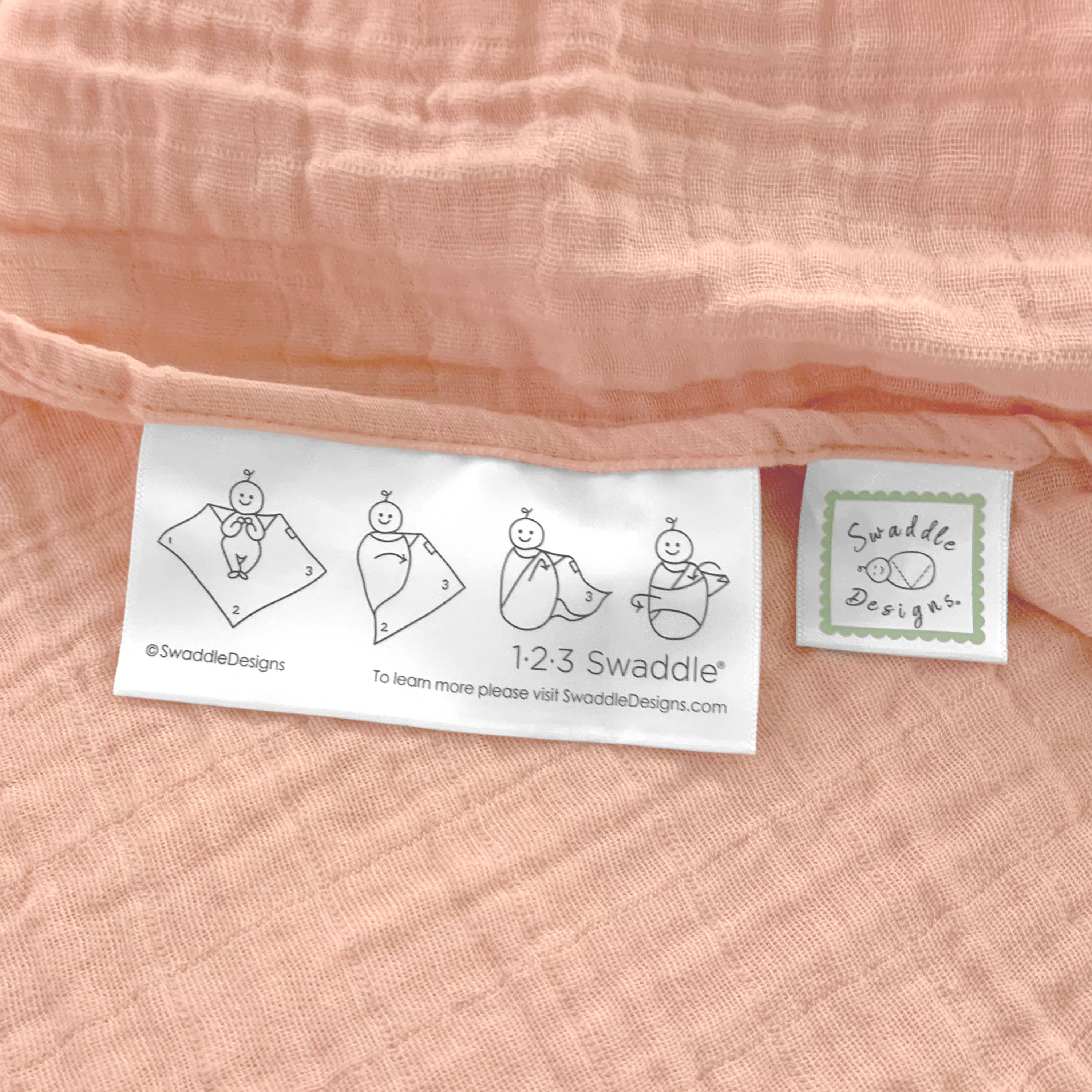 SwaddleDesigns - Wholesale Swaddle - Baby - Peach Blush Muslin Swaddle Blanket, Premium Cotton2