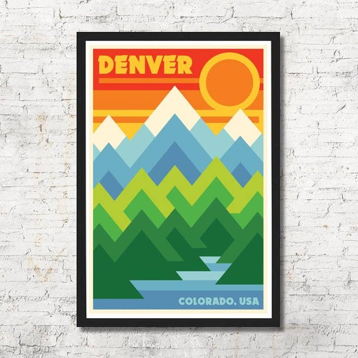 Impression murale minimaliste moderne de Denver, cadeau de décoration d'intérieur pour la vente par Red Robot Design & Illustration