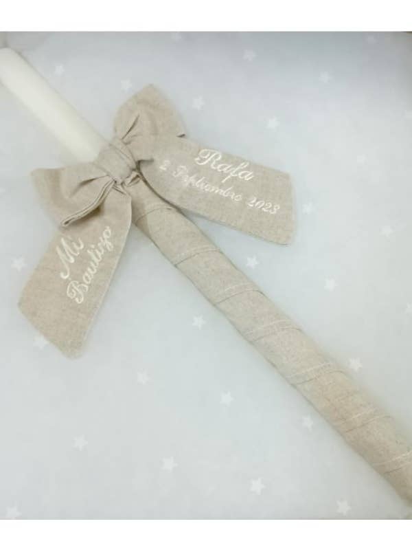 Lys eller stearinlys til dåb, personliggjort og dekoreret - Linned for engroshandel hos Borda y Más Complementos Infantiles, S.L.