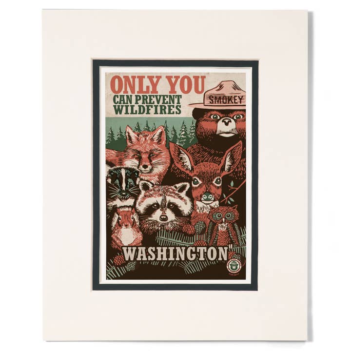 STAMPE OPACHE Washington Smokey Bear, Creature del Bosco per la vendita all'ingrosso da parte di Lantern Press