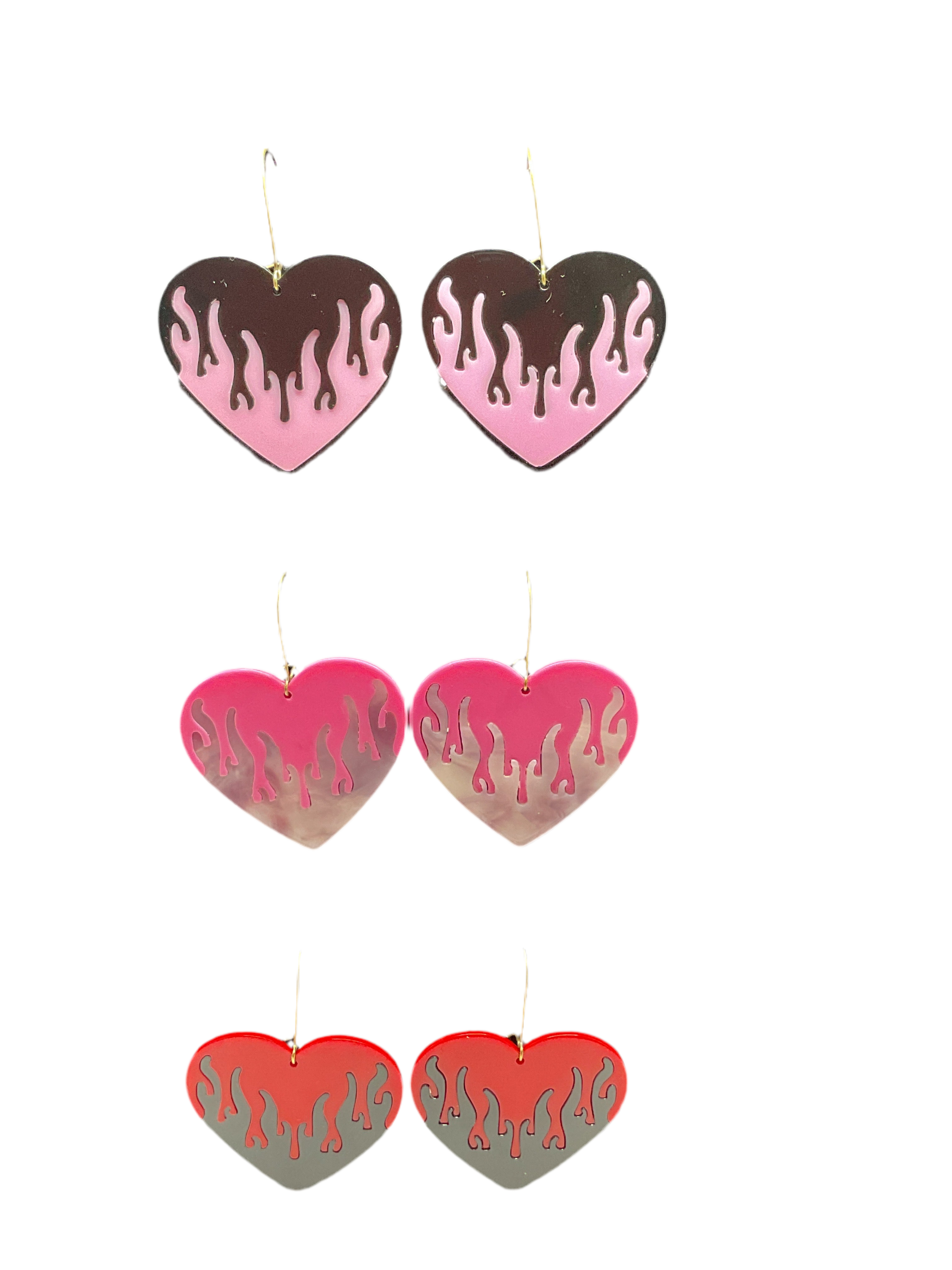 S and E Hobbies and Collectables - Wholesale Dangle Earrings - Flaming Heart Earrings5