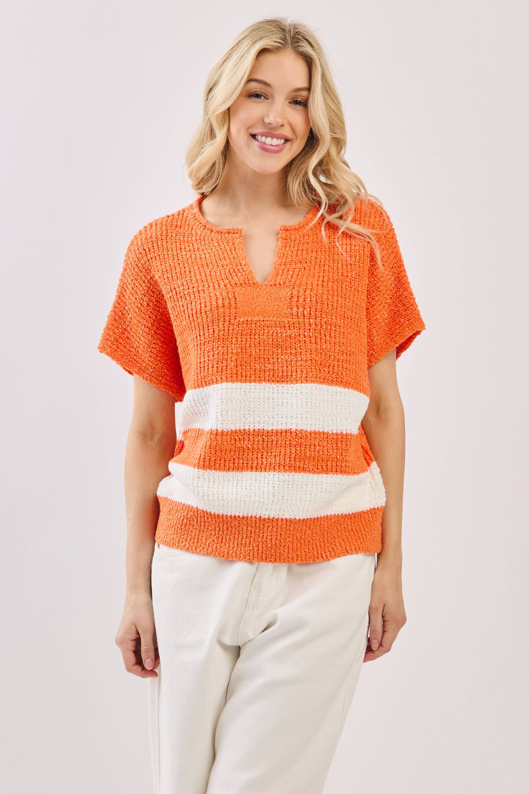 Sewn and Seen - Wholesale Knit Sweater - Women's - Stripe Knit Sleeveless Sweater22