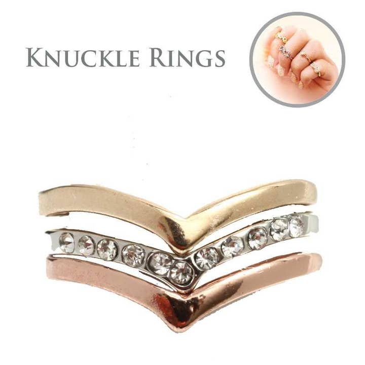 Bague Chevalière en forme de V empilable pour phalange avec pavé de cristaux milieu 622R0106 pour la vente par Zirconmania Wholesale Fashion Jewelry