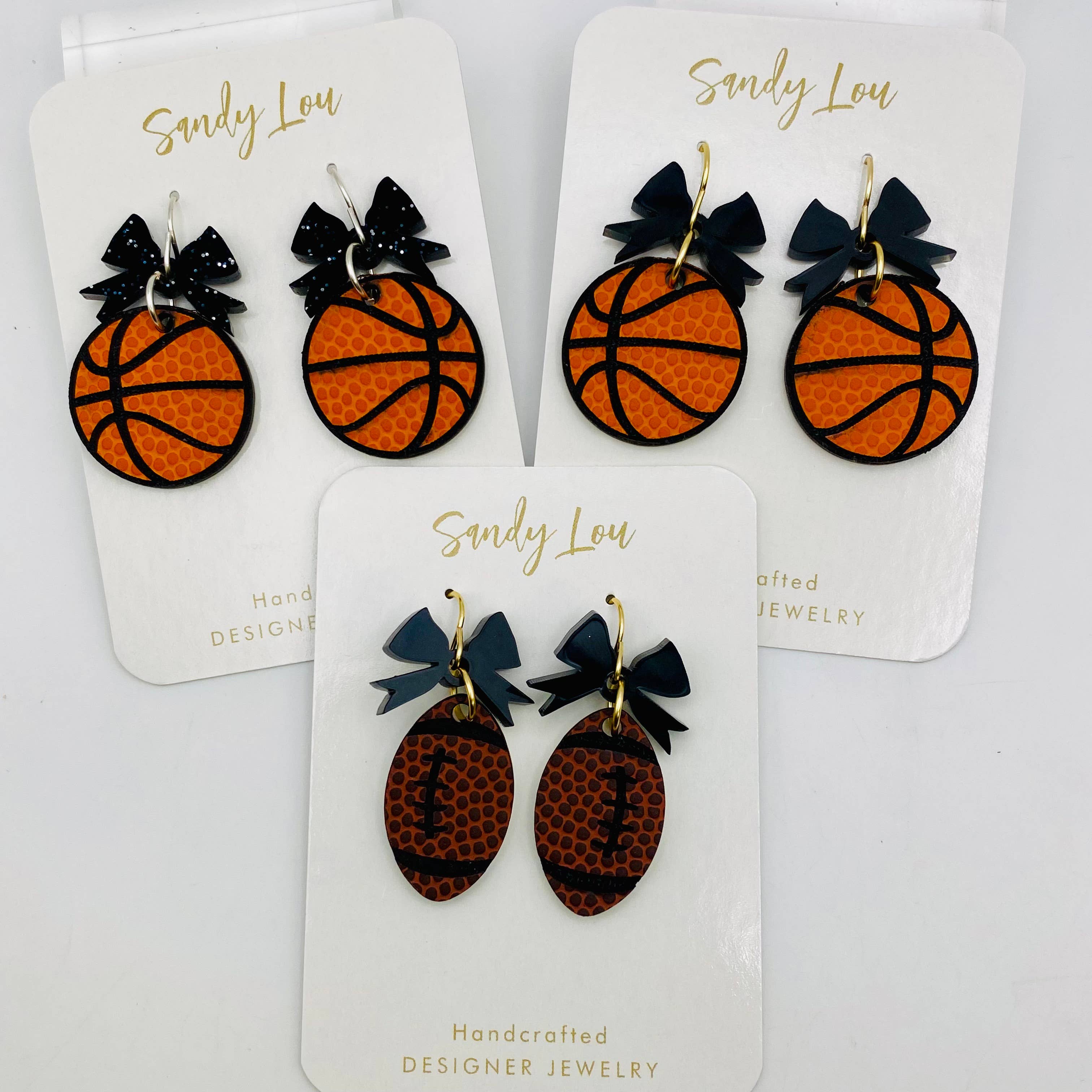 Sandy Lou Designs - Vente Boucles d'oreilles pendantes - Boucles d'oreilles esprit jour de match de basket-ball4