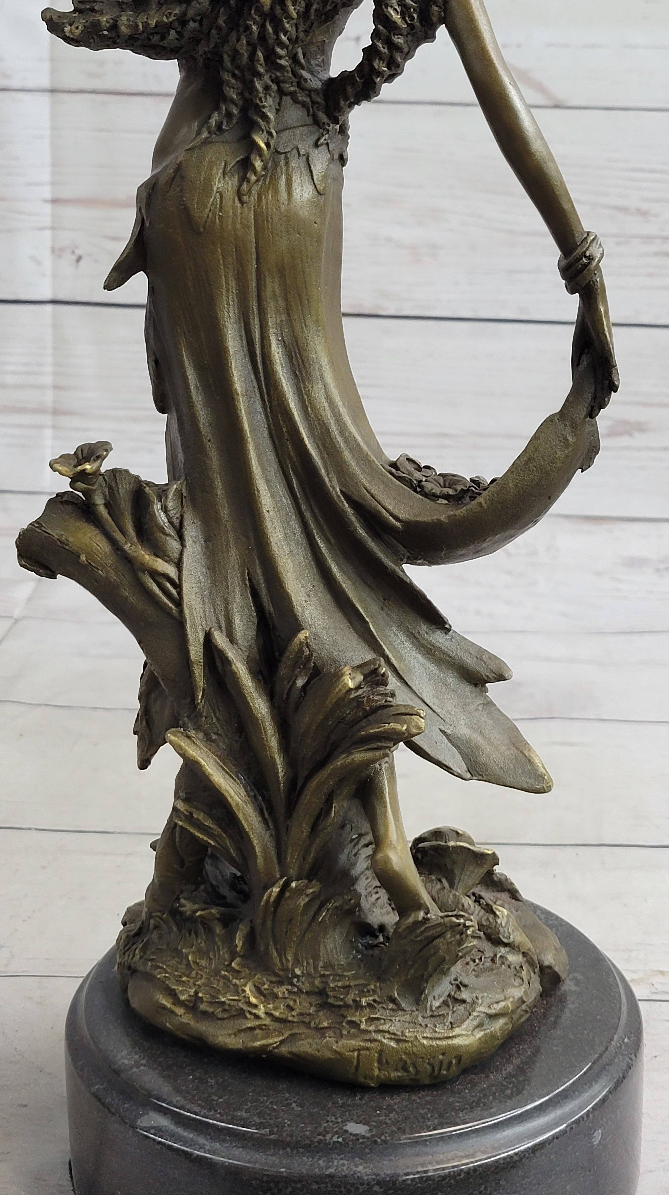 Bronzhaus - Wholesale Sculpture - Gaia Earth Mother Nymph Female Figure Bronze Sculpture Statue on Marble Base8