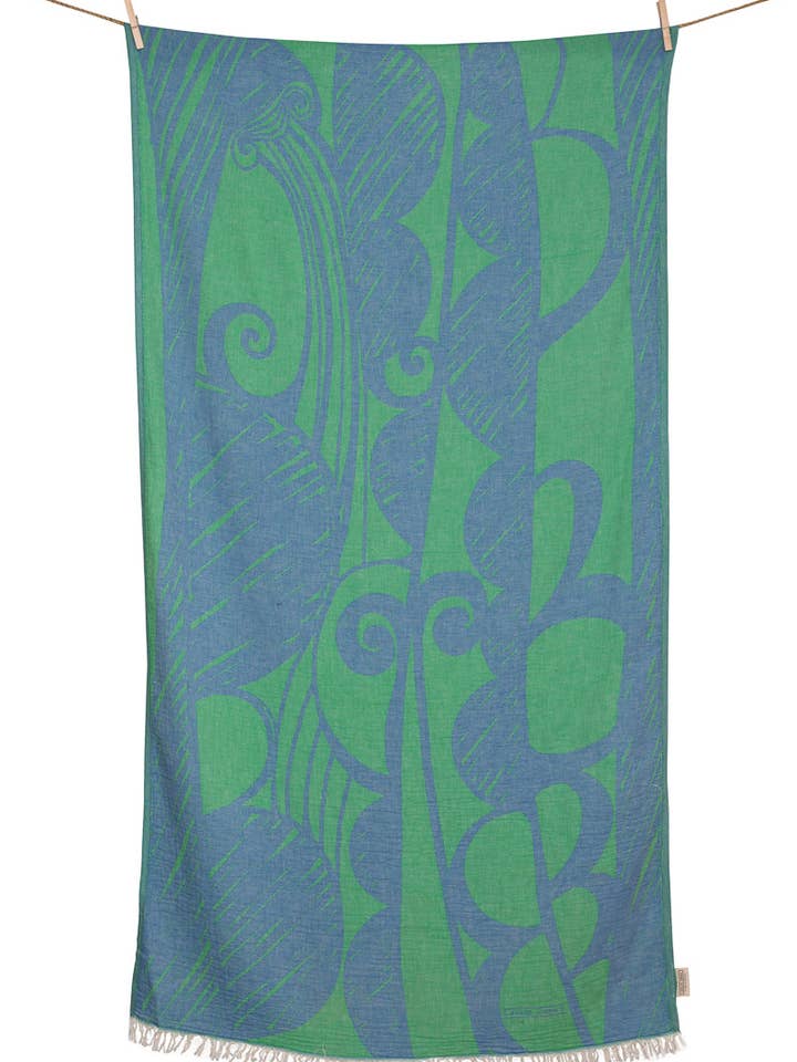 BEACH TOWEL MELTEMI PARL.BLUE & LIME for wholesale by AELIA ANNA