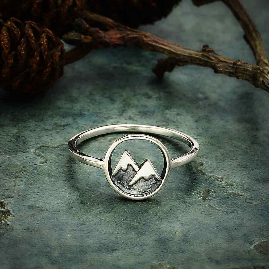 Nina Designs - Wholesale Band/Stacked Ring - Sterling Silver or Bronze Snow Capped Mountain Ring