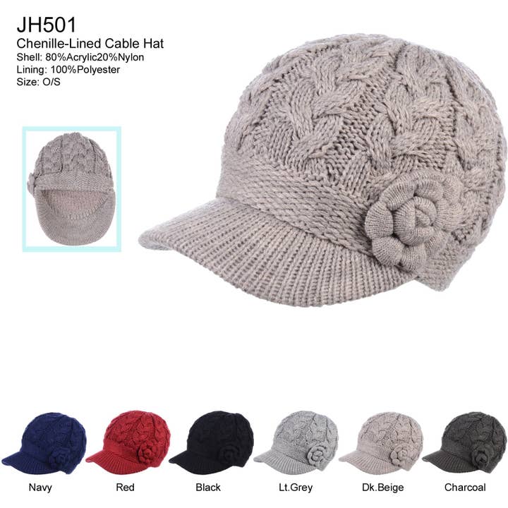 JH501 - Ett dussin vintervarm fleecefodrad virkad stickad mössa för wholesale av Jasper Trading LLC