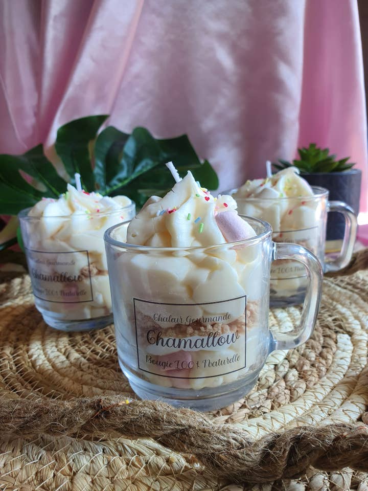 Chamallow geurkaars in beker voor wholesale door Chaleur Gourmande