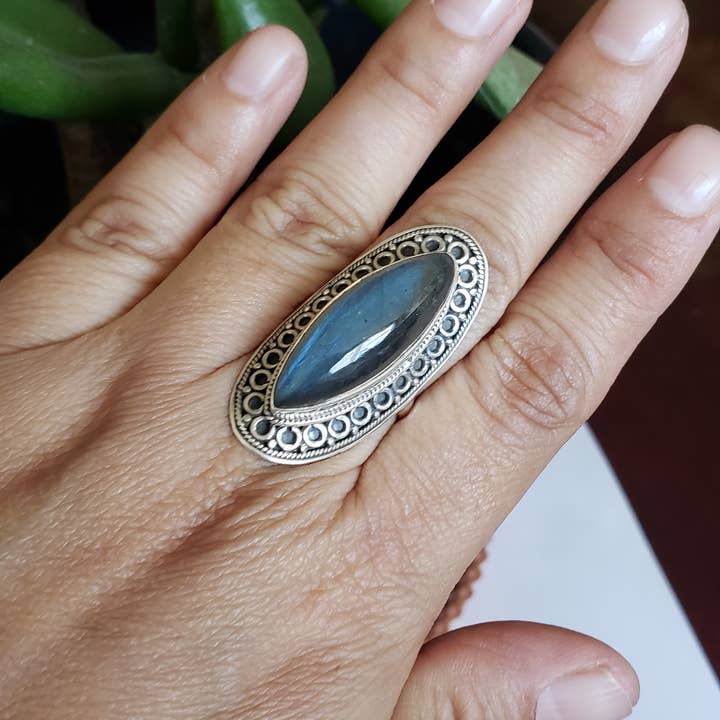 GTG Gems Corp - Wholesale Cocktail/Statement Ring - Natural Labradorite 925 Sterling Silver Ring2