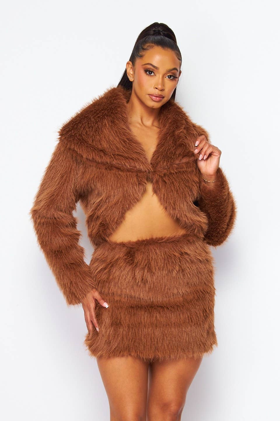 Boswell – wholesale Top & skirt set – Women's – Fur Jacket and Skirts Set2
