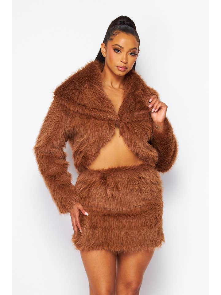 Boswell – wholesale Top & skirt set – Women's – Fur Jacket and Skirts Set2