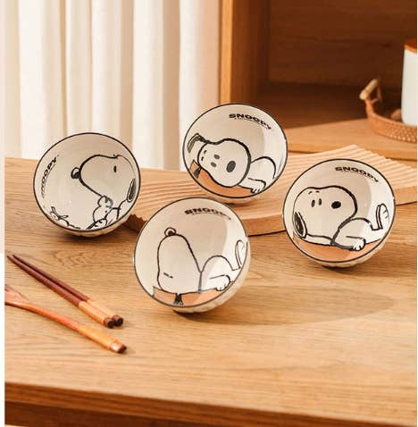 K-Wonderland - Wholesale Bowl - Snoopy Daily Kitchenware Ceramic Bowl 4PCS Gift Box SET11