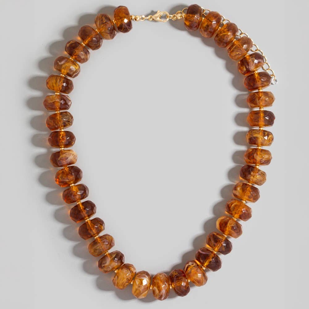 The Looks by Fame Accessories - Wholesale Pendant/Charm Necklace - Large Faceted Marble Resin Beaded Necklace1