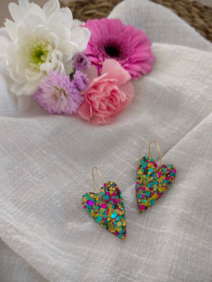 Mini love Harlequin earrings for wholesale by Les Noeuds de Maman