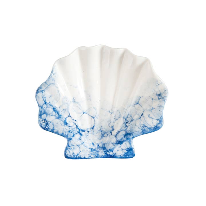 Beachcombers - Wholesale Decorative Plate/Dish/Bowl - Blue Scallop Shell Coastal Decorative Plate
