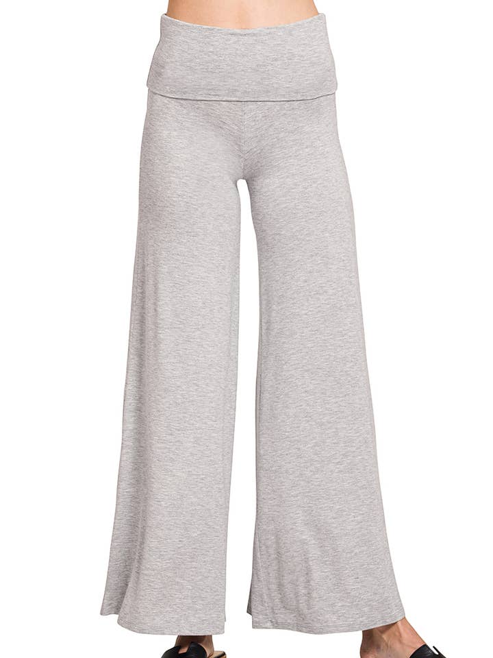 Fold Over Waist Comfy Palazzo Pants for wholesale by Vanilla Monkey