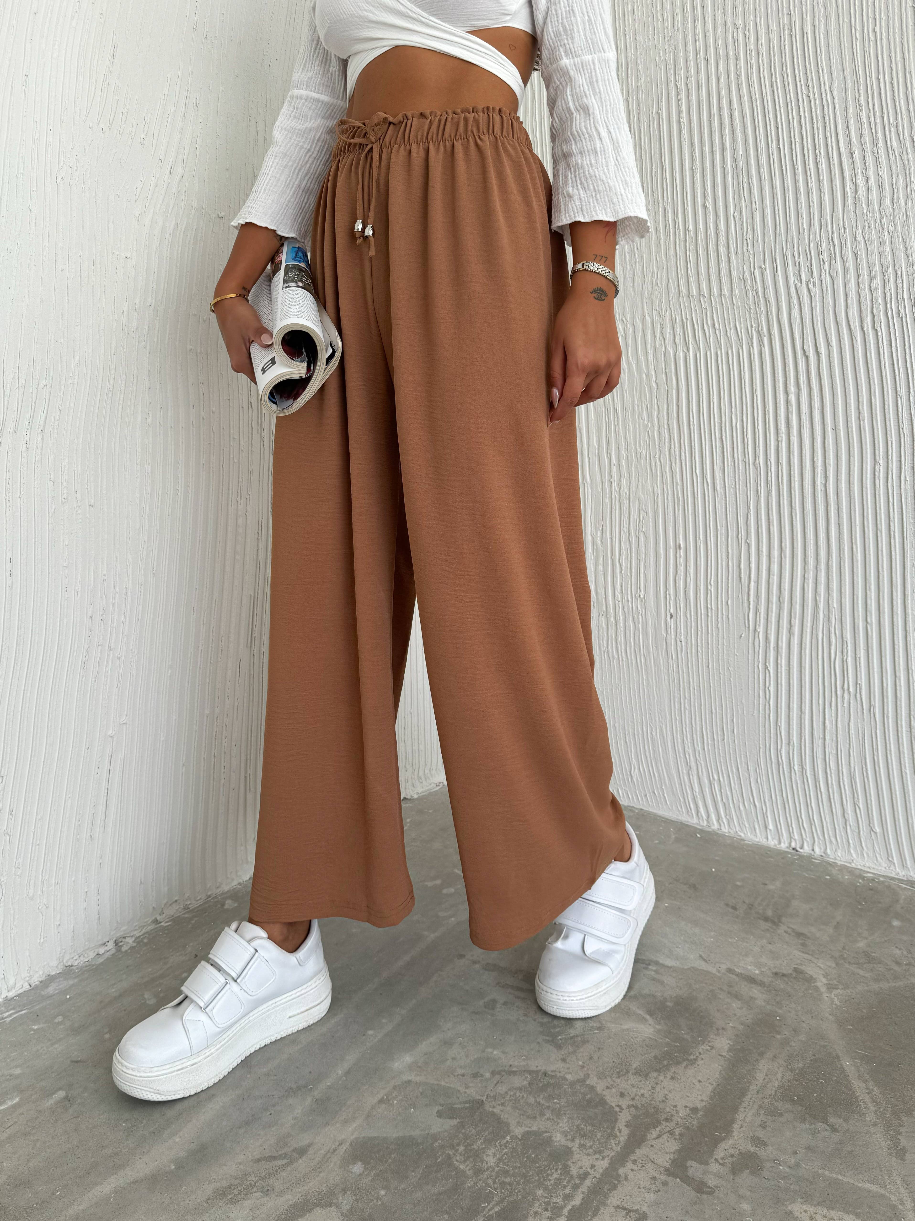 VAV NEW YORK - Wholesale Pants - Women's - Women's Solid Color Palazzo Pants Wide Leg Elastic25