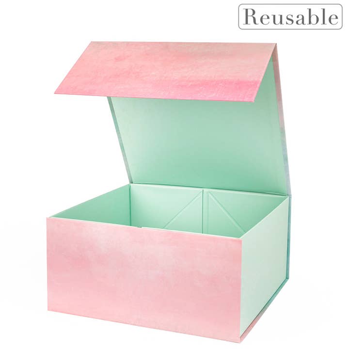 LA Ribbons Wholesale - Wholesale Gift box - 8" x 8" x 4" Collapsable Gift Box w/ 2-pcs White Tissue Paper & Magnetic Square Flap Lid | Gradient Color
2