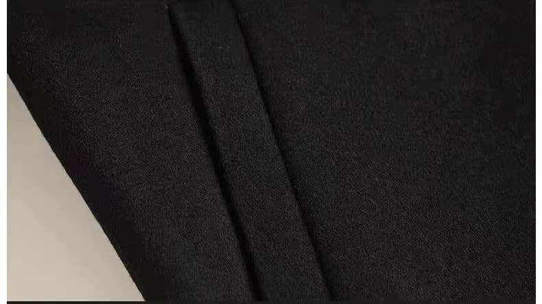 SY297 Mid-Length Women's Black Double-Faced Wool Coat for wholesale on Faire5