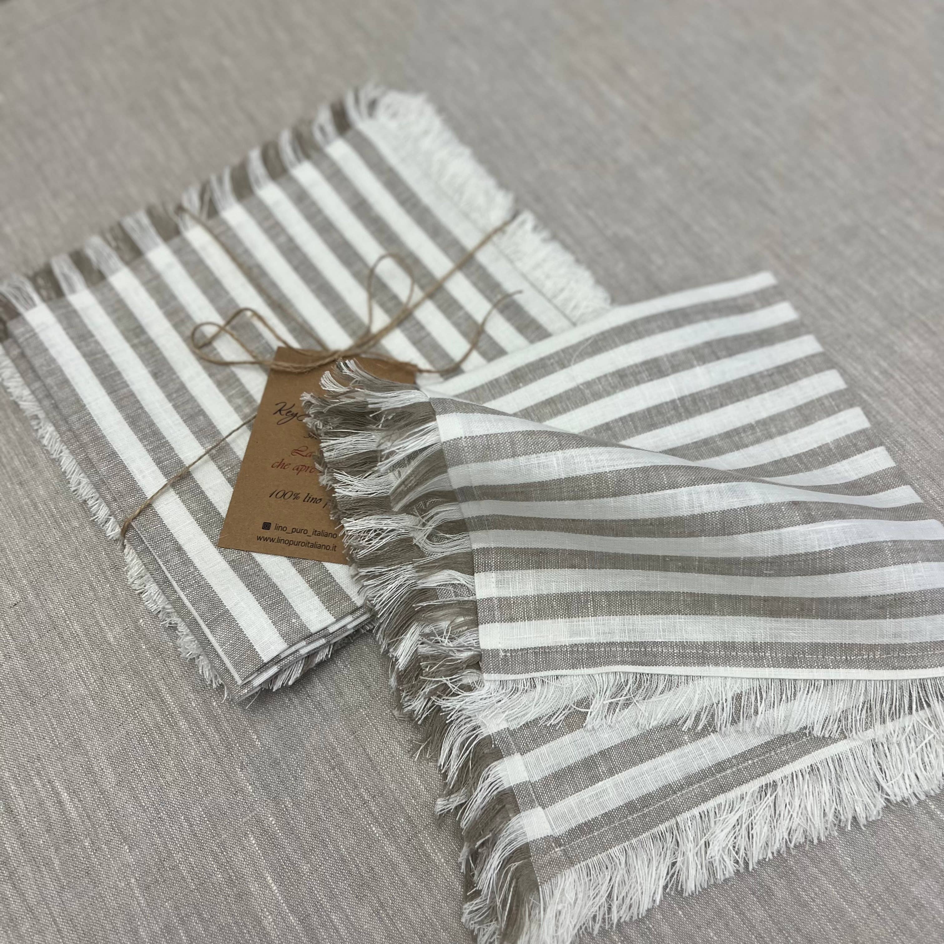 KEY LOOK1916 MILANO - Wholesale Dinner & Cloth Napkin - Linen napkins with fringes4