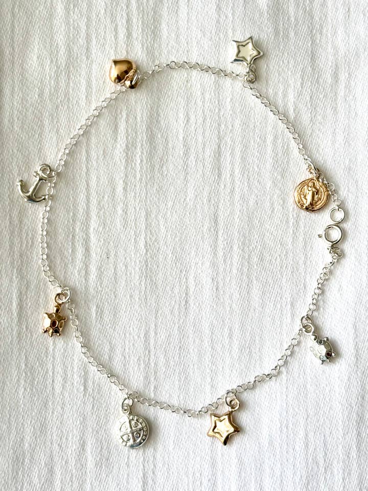 Saint Benedict Bracelet-Anklet Silver 925 and 8K gold for wholesale by QURI
