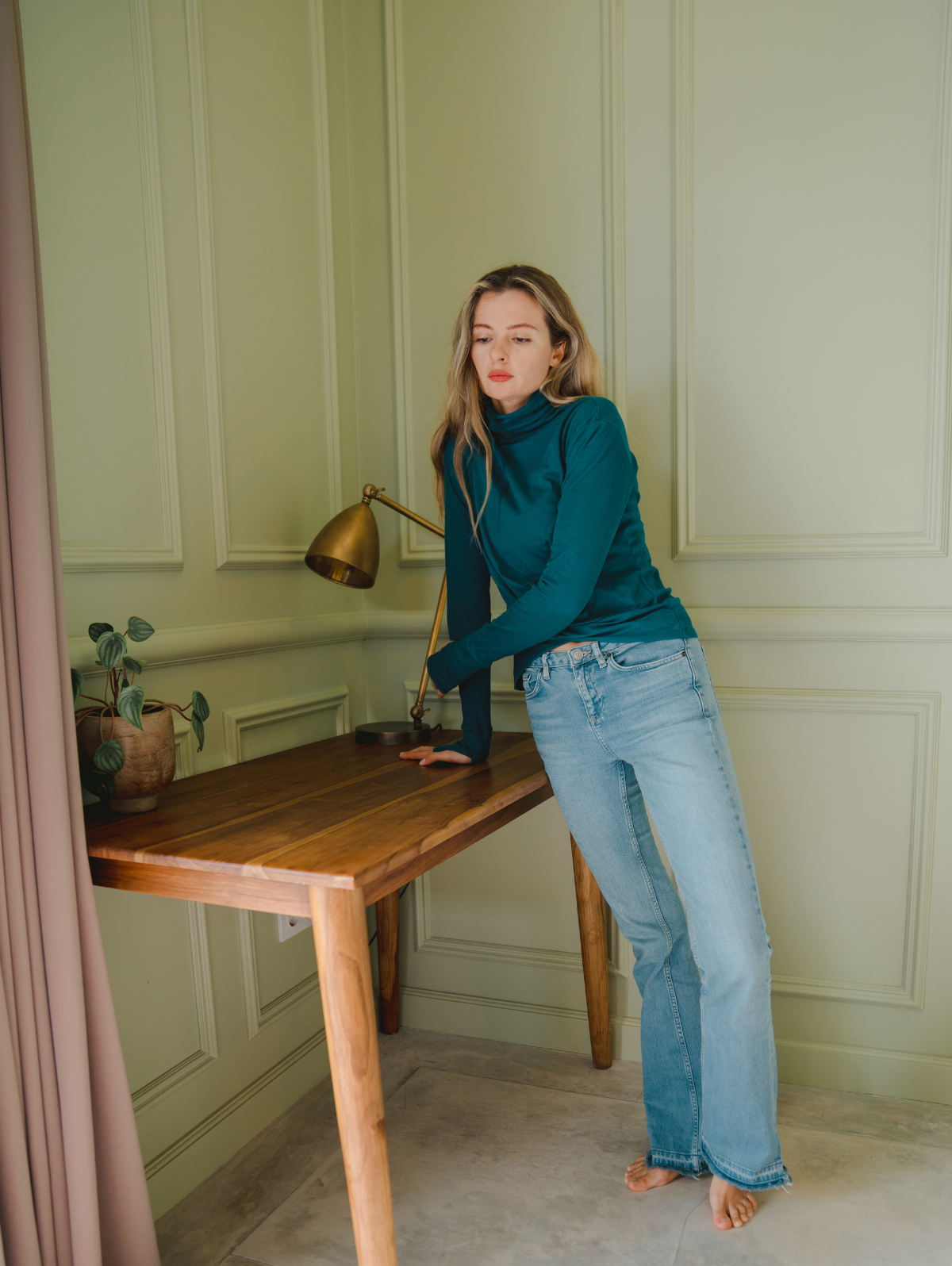 Hands To Hearts - Wholesale Knit Top - Women's - Reversible Knotted LS Turtleneck Azure21