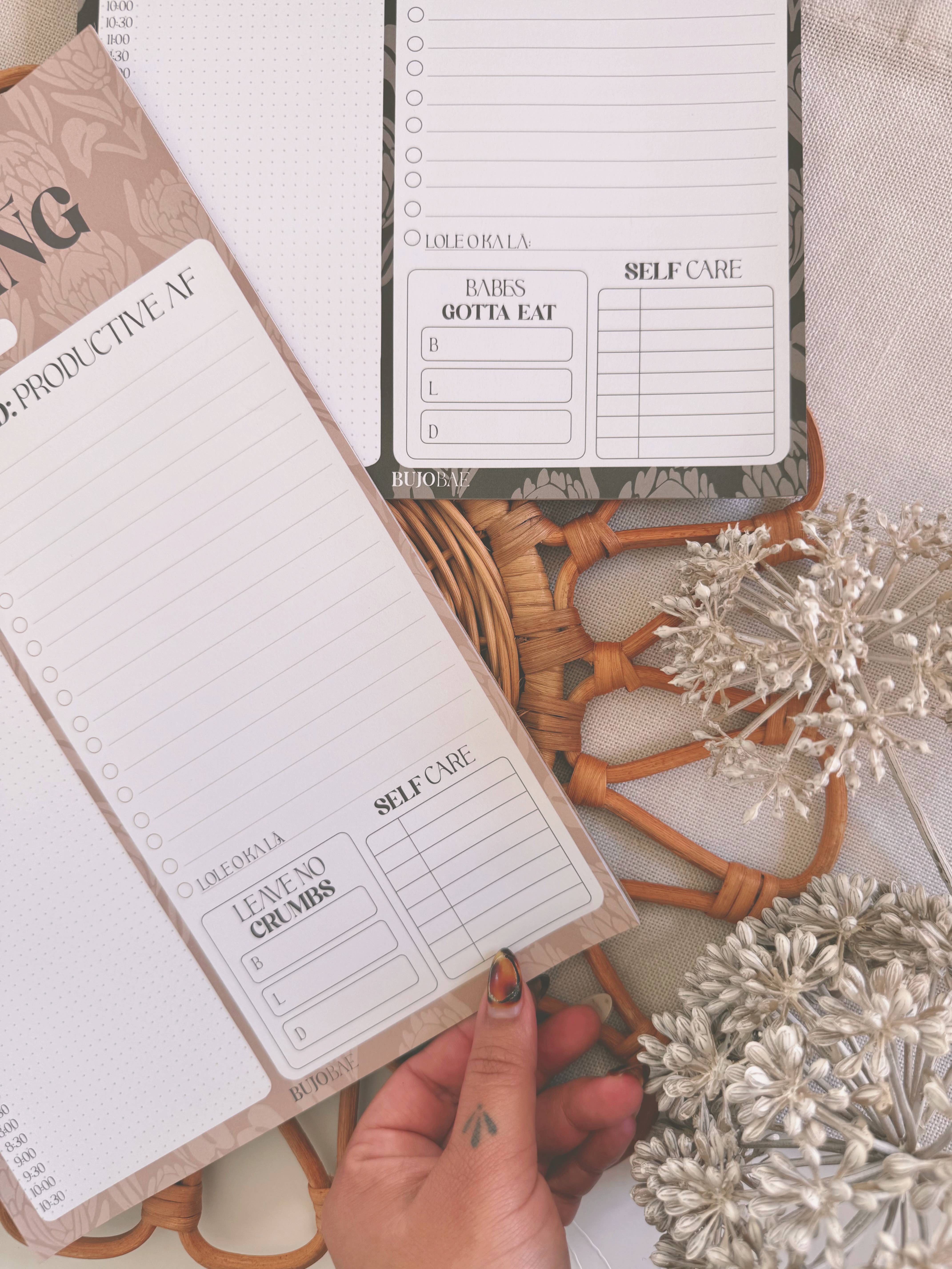Bujo Bae - Wholesale Notepad - BAE in Latte and Emerald | Daily Notepads3