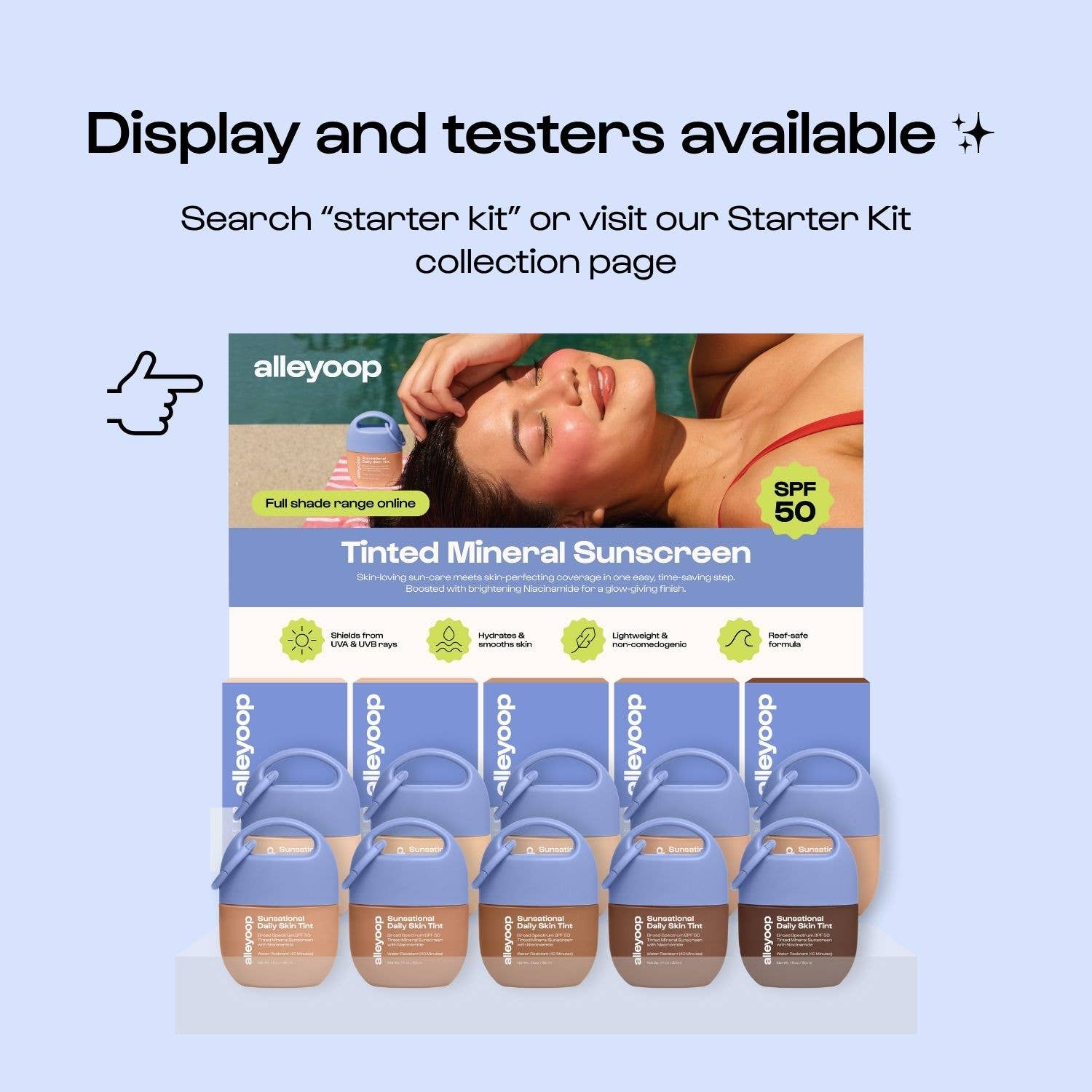 Alleyoop Makeup | Clean Beauty & Wellness - Wholesale Tinted Moisturizer - Glimmer Sunsational SPF 50 Skin Tint w/ Niacinamide | Clean1