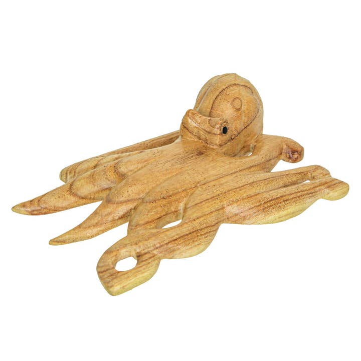 8 Inch Wood Octopus Hand Carved Nautical Sculpture Sea Life Home Decor Ocean Art for wholesale by Things2Die4