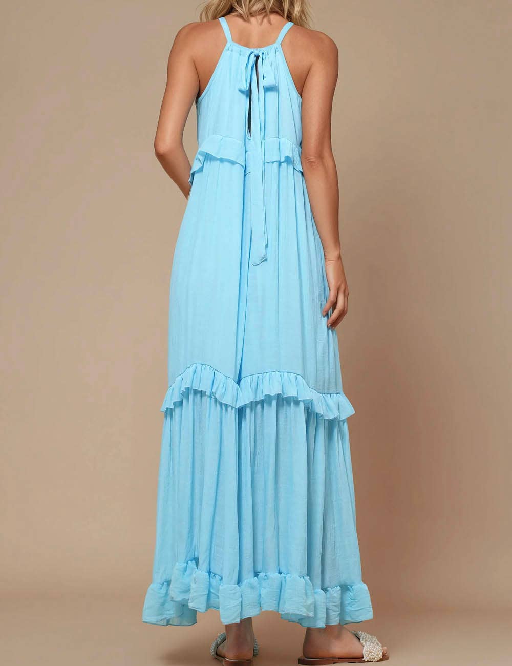 Sweetkama - Vendita all'ingrosso Vestito - Donna - Maxi abito quotidiano da donna con scollo tondo in boemia SKD231191