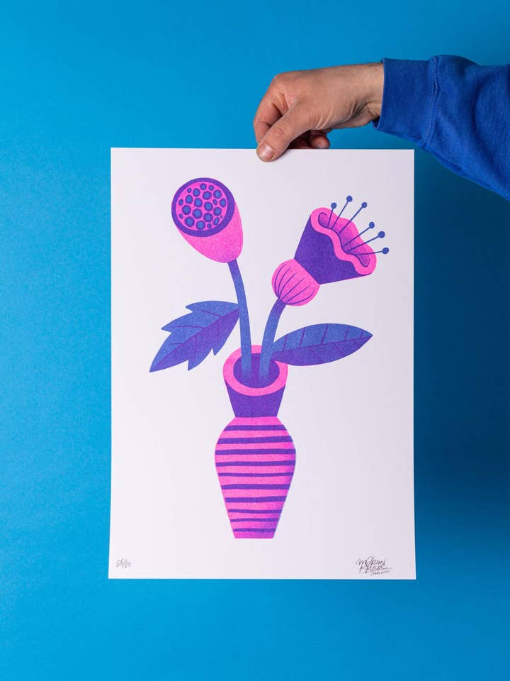 Risotryk »Blomsterbuket« DINA3 for engroshandel hos Martin Krusche Illustration