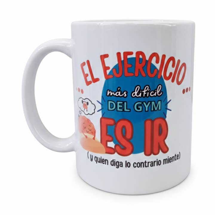 Caneca Motivadora Fitness "O Exercício Mais Difícil do Ginásio é Ir" por atacado de Happy Vibes