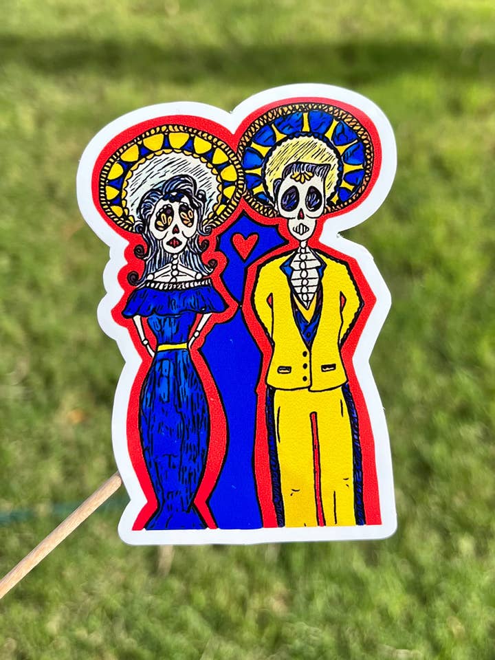 Blue and Yellow Love Couple -- Vinyl Sticker for wholesale by Leti and Val