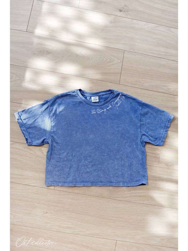 OAT COLLECTIVE - Wholesale Screen Printed T-Shirt - Women's - BE STRONG Cropped Mineral Graphic Top