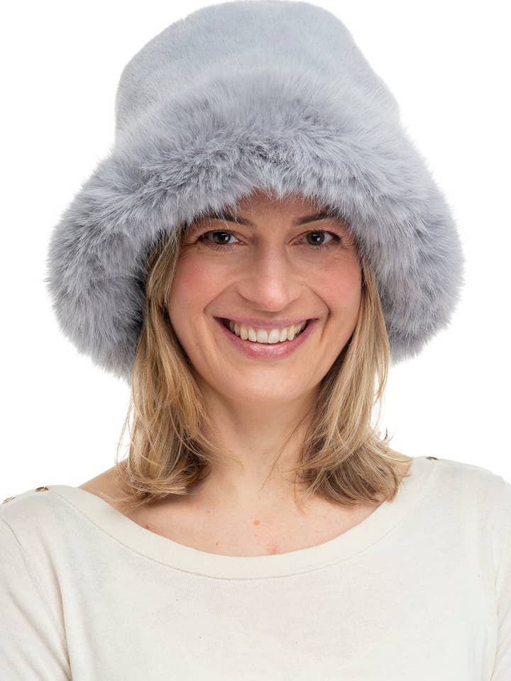 Adalina FB81 Faux Fur Paddington Style Hat Grey for wholesale by Franchetti Bond