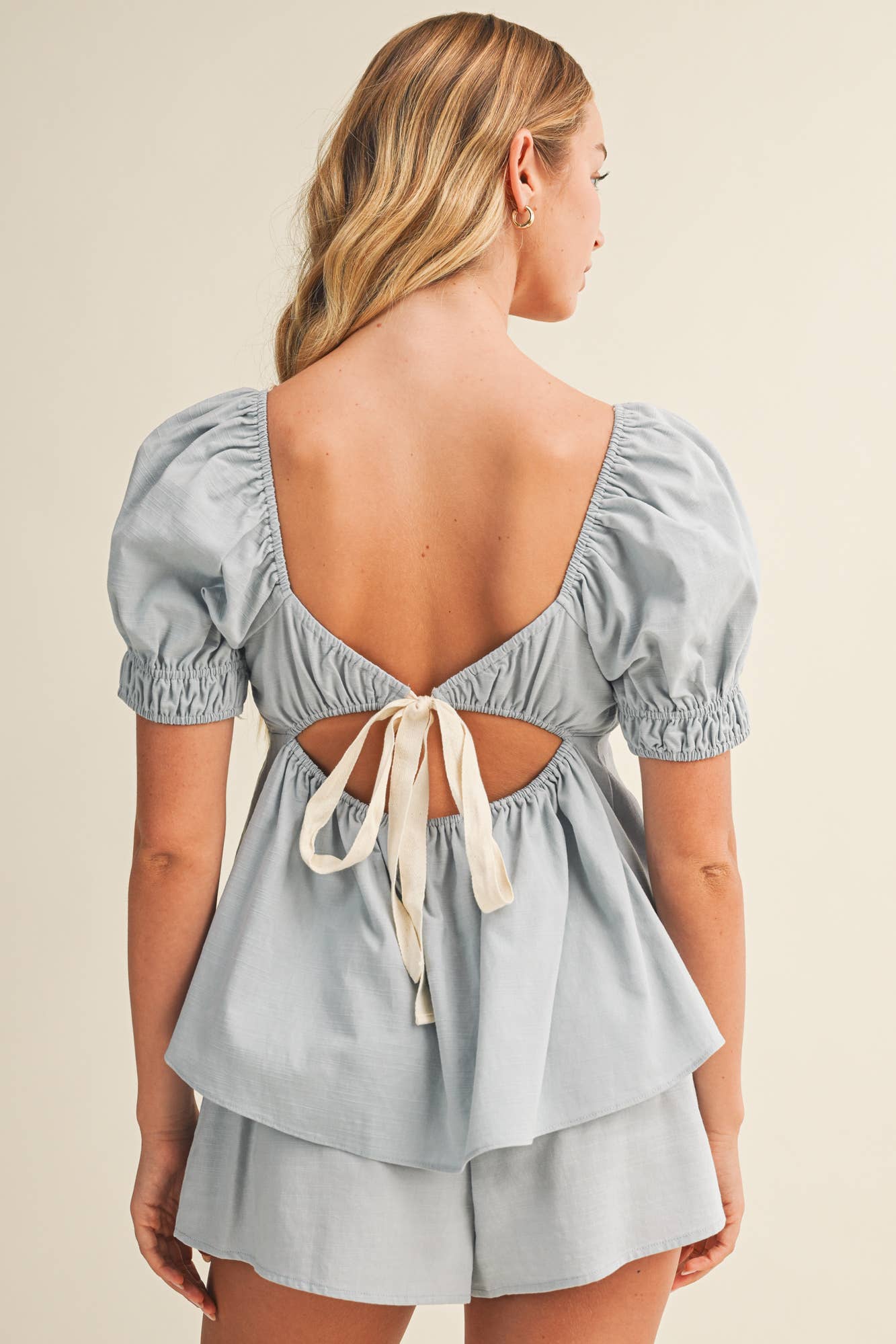 Mustard Seed - Wholesale Blouse - Women's - OPEN BACK PUFF SLEEVE TOP10