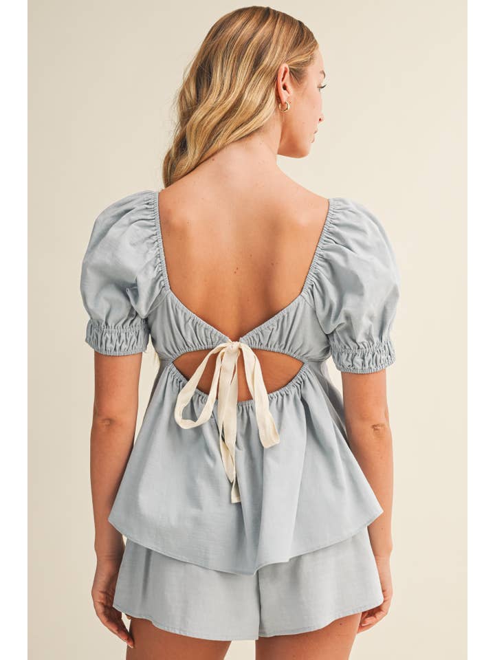 Mustard Seed - Wholesale Blouse - Women's - OPEN BACK PUFF SLEEVE TOP10