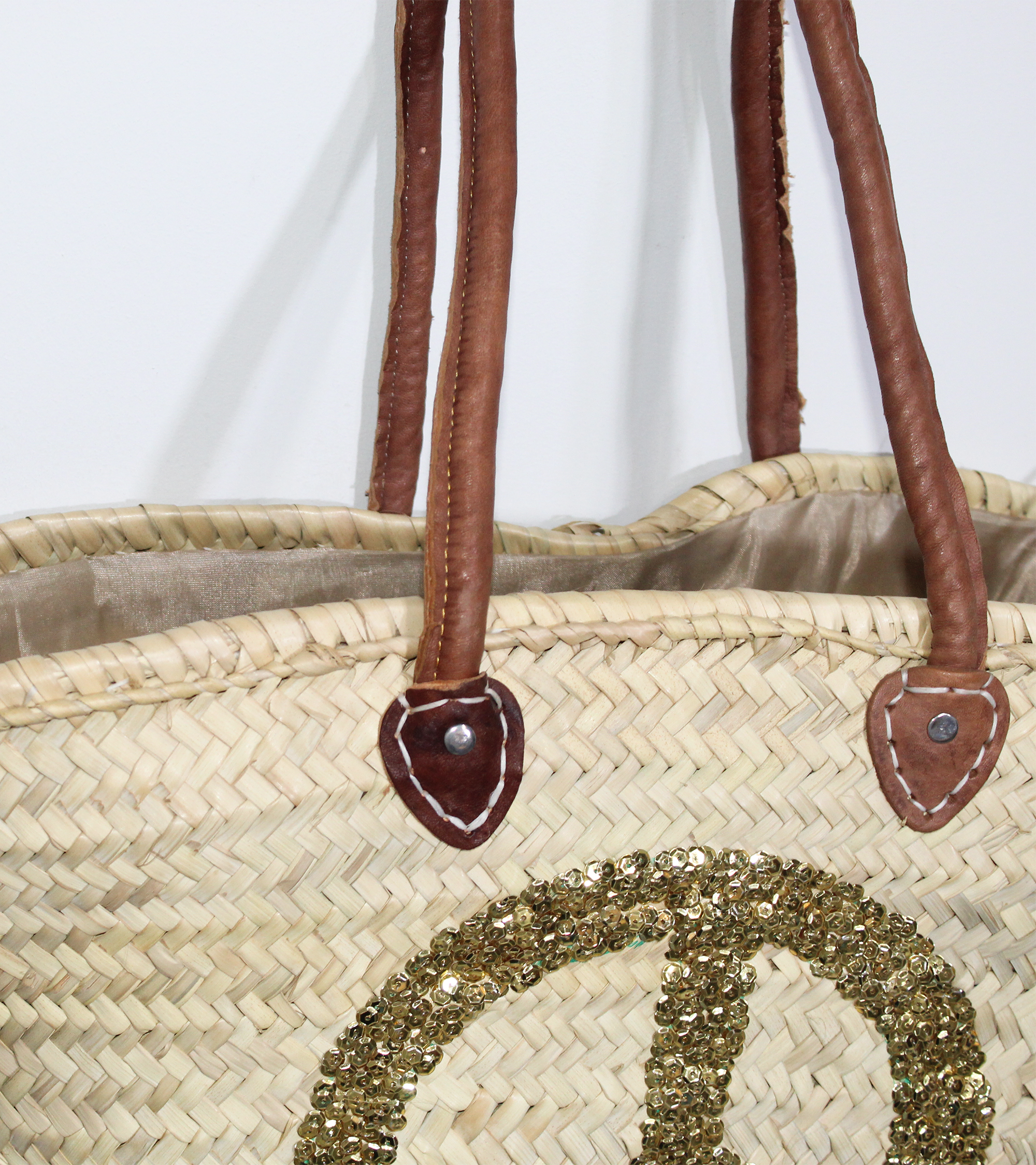 Melecraft - Vendita all'ingrosso Borsa da spiaggia - Borsa di paglia con segno di pace, cesta francese da mercato6