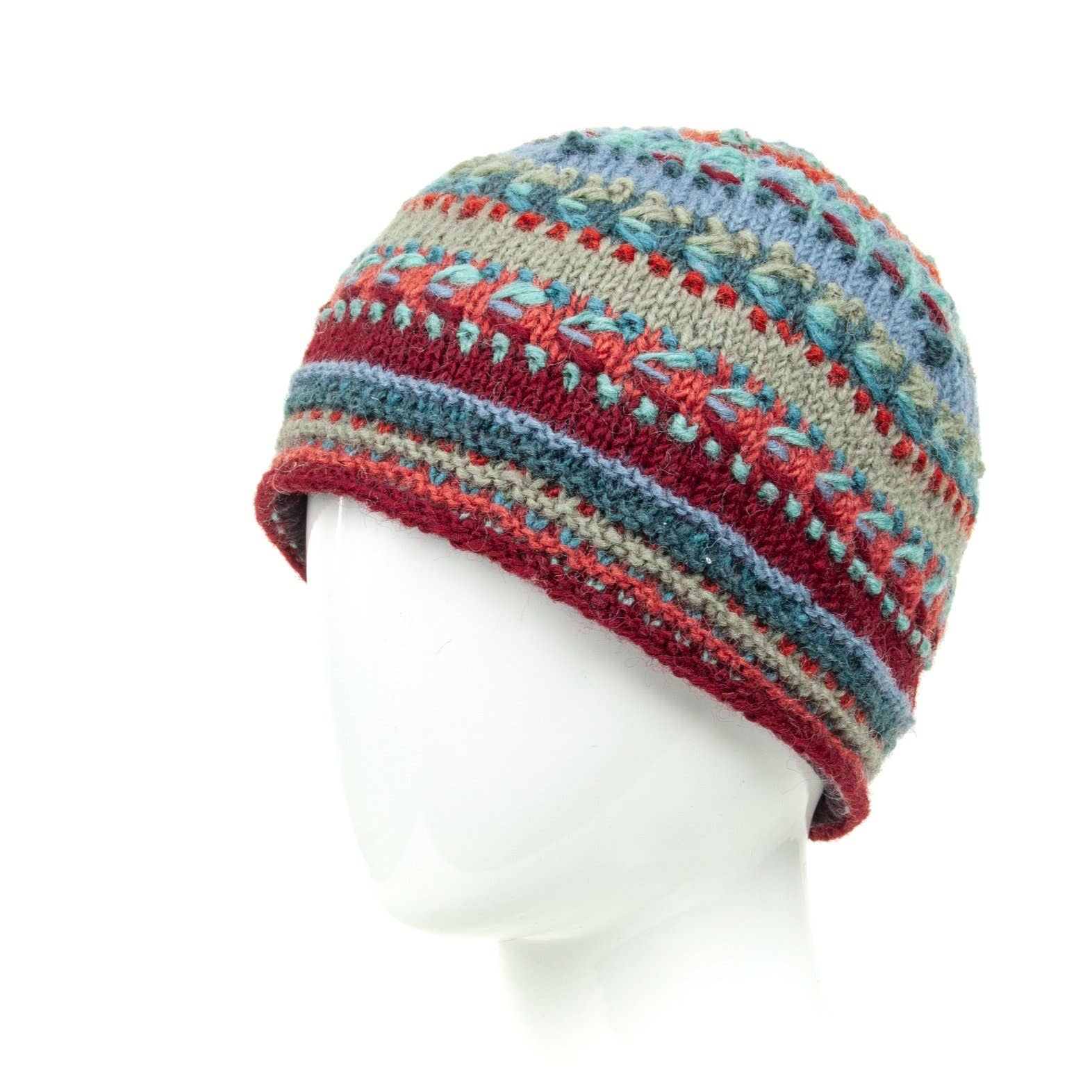 Lost Horizons Canada - Wholesale Beanie - Women's - Navika Wool Beanie Hat with Embroidered Stripes0