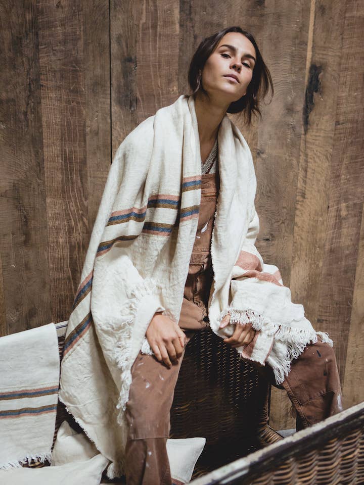 The Belgian Towel Fouta 110x180cm Harlan stripe for wholesale by Libeco Home