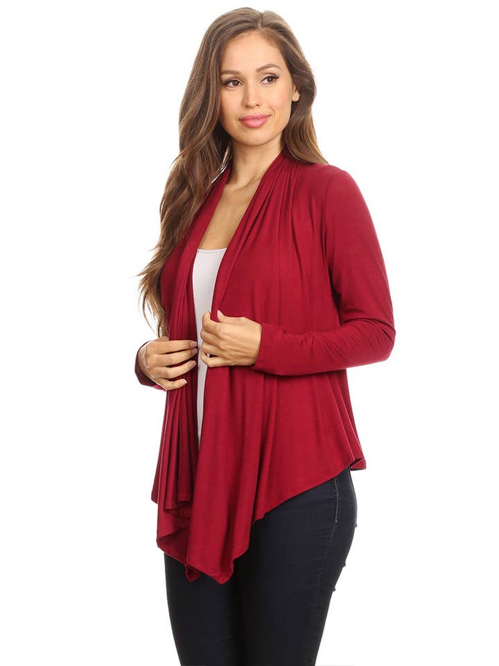 MOA COLLECTION - Vente Cardigan – femme - Cardigan drapé décontracté à manches longues pour femmes