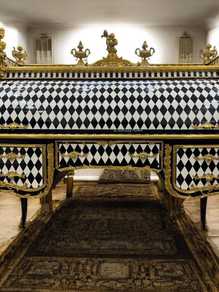 Unique Louis XV Style Harlequin Roll-Top Desk Gilded French Baroque Writing Desk- (See description) for wholesale by MALuxury Furniture